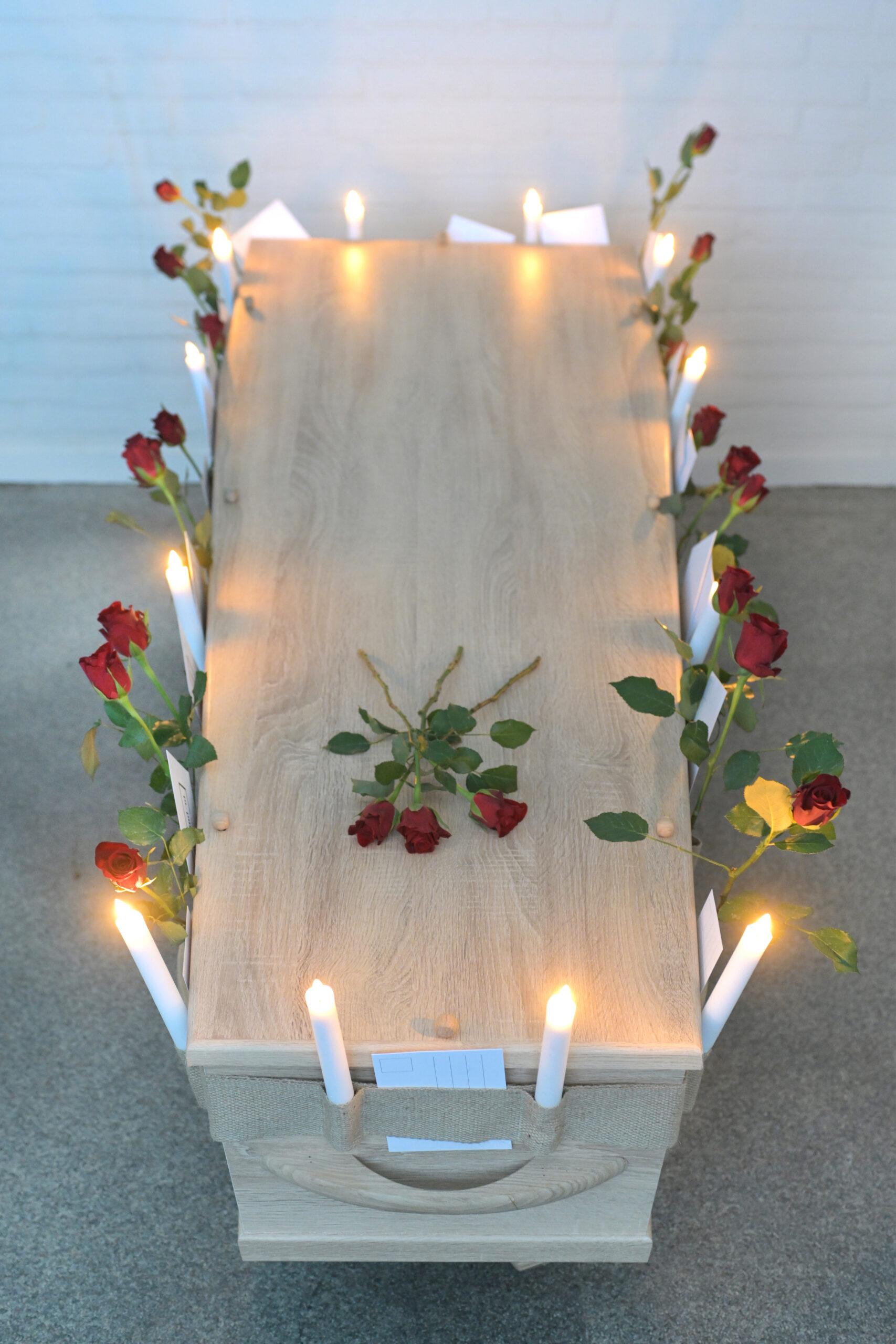 Memo Bloemenband voor om de uitvaartkist - Afbeelding 2